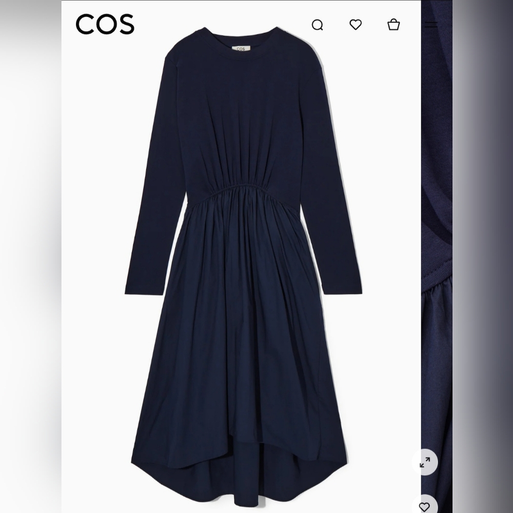 COS ASYMMETRIC GATHERED-WAIST MIDI DRESS